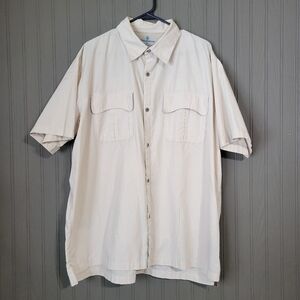 FieldGear Short Sleeve Button Down Shirt Vented Outdoor Fishing Beige Men's XL